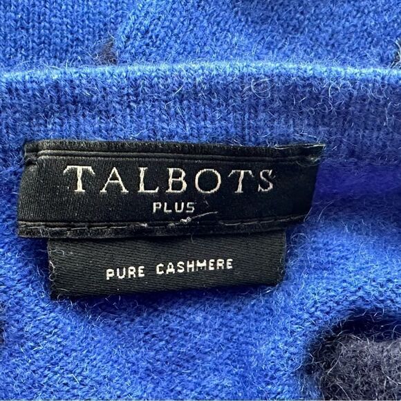 CASHMERE Blue and Black Polka Dot Sweater, Size Medium - Picture 8 of 9